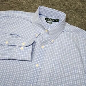 Lauren Ralph Lauren Mens Classic Fit Dress Shirt Blue Check 16.5 34/35 Button